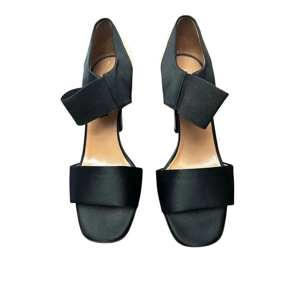Prada Iconic Retro Satin Sandals Shoes Slingback Peep Open Toe Pumps  Size 39